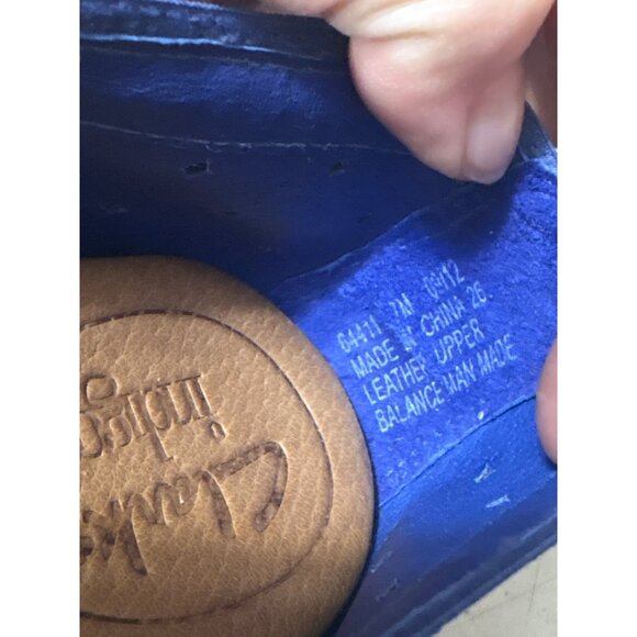 Clarks Womens Size 7 Blue & Brown Leather Ballet Flats With Bow Accent - Picture 6 of 6